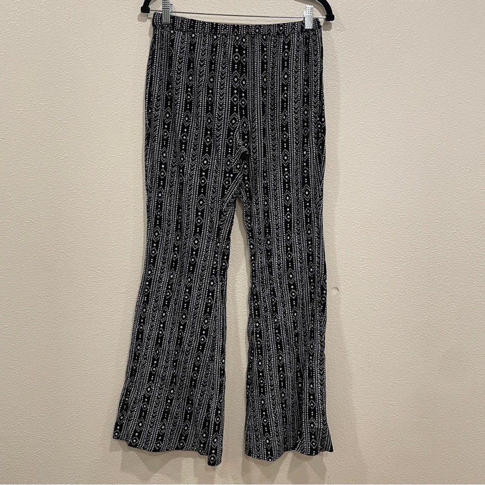 Rock And Roll Cowgirl Aztec Stripe Flare Pants Flowy Elastic Waist Womens Size L